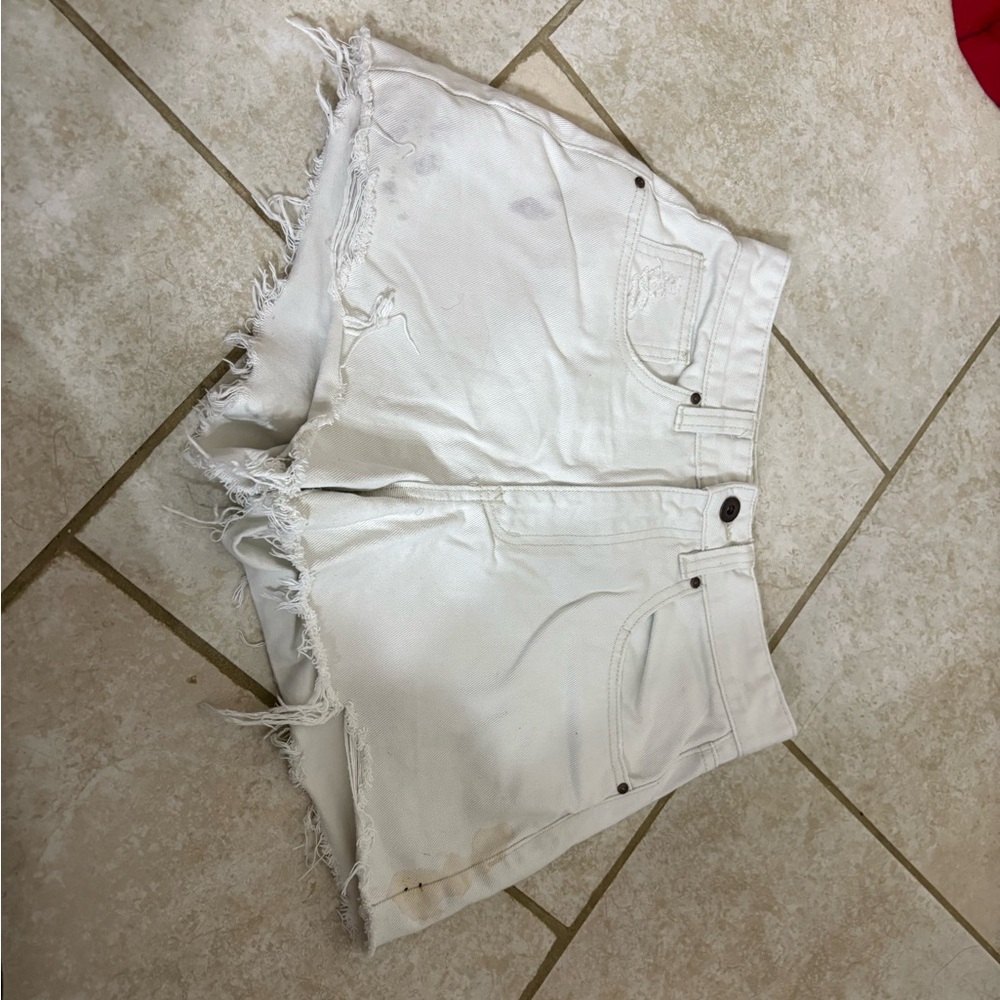 Cotton Citizen Frayed White Jean Shorts